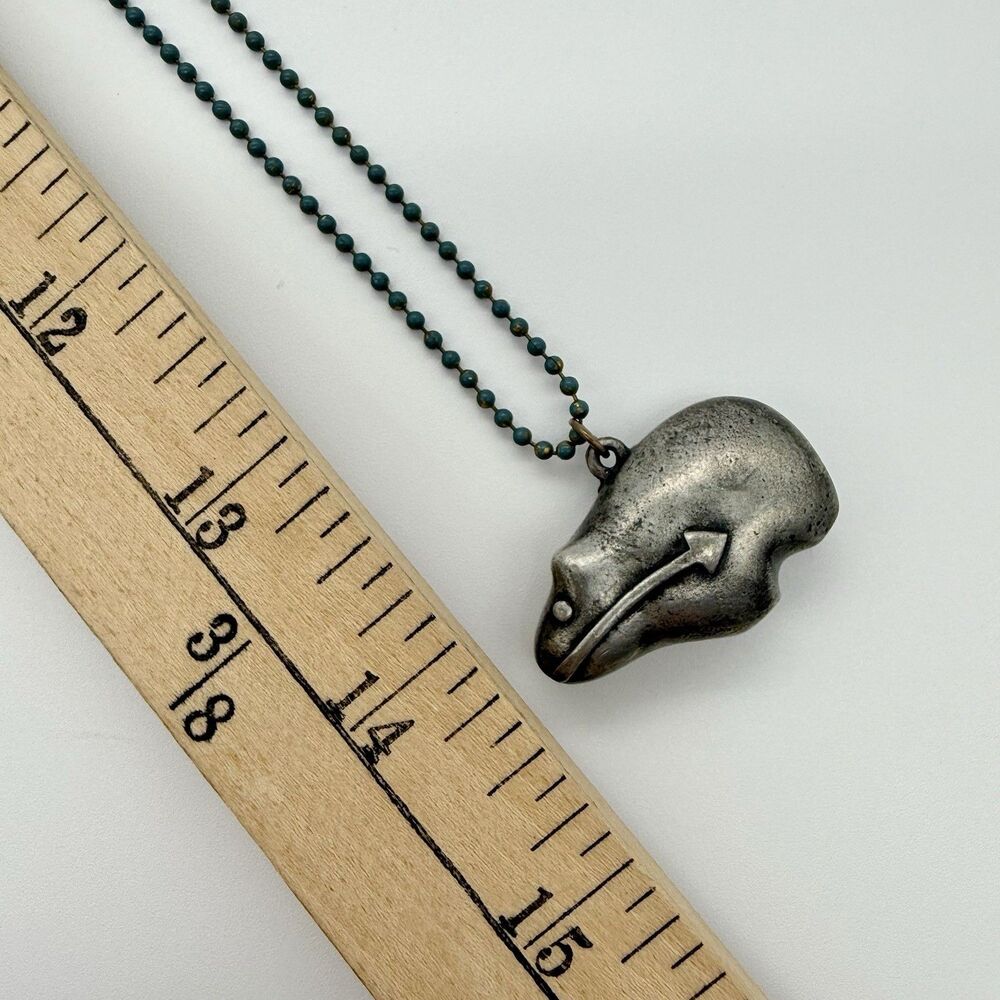 JPD Signed Artisan Heavy Pewter Southwest Spirit Bear Necklace Heartline Arrow - Picture 15 of 16